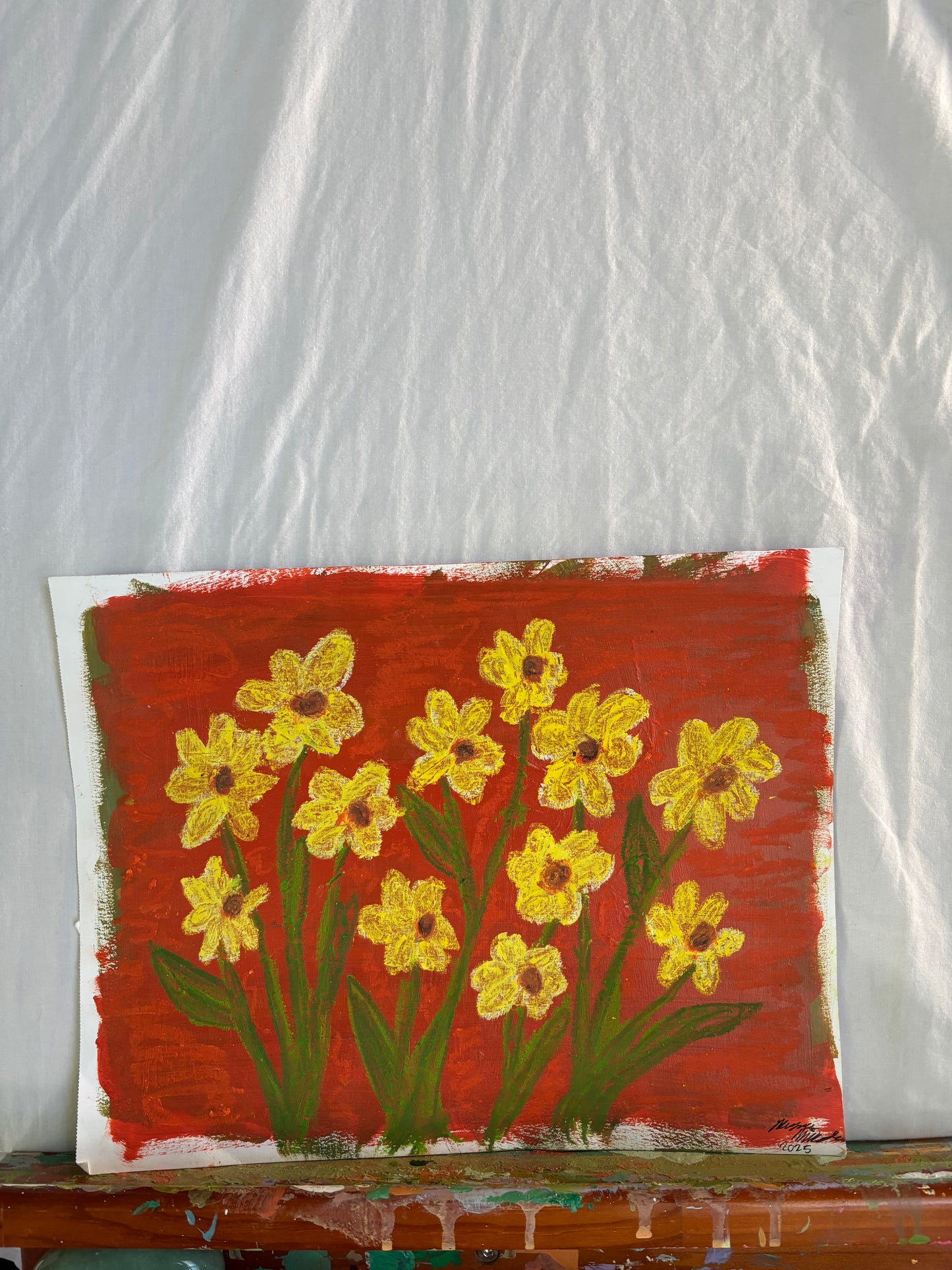 "Buttercups and Blood Red Skies" original art