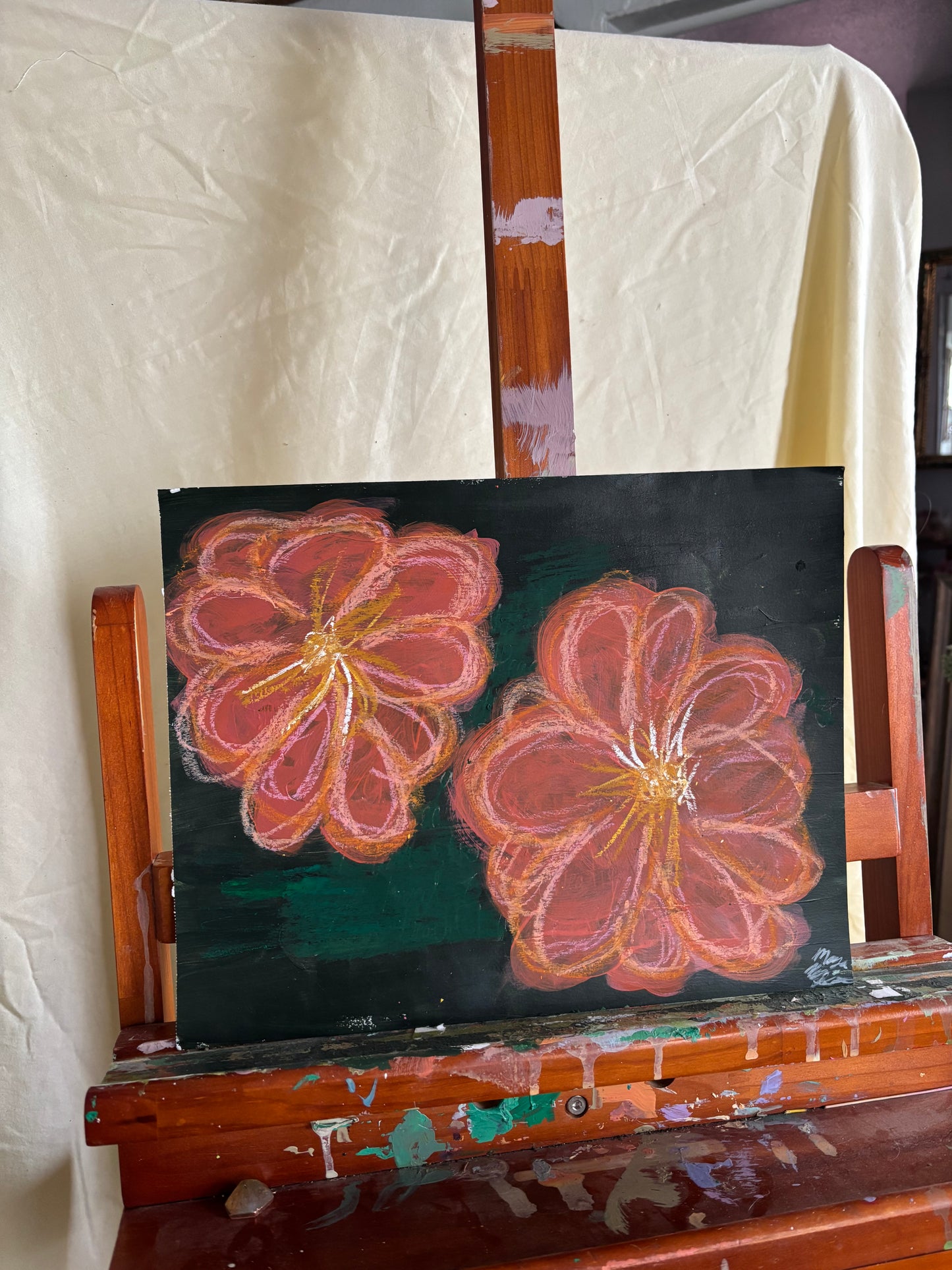 "Two Blossoms, Two Hearts" Original Artwork